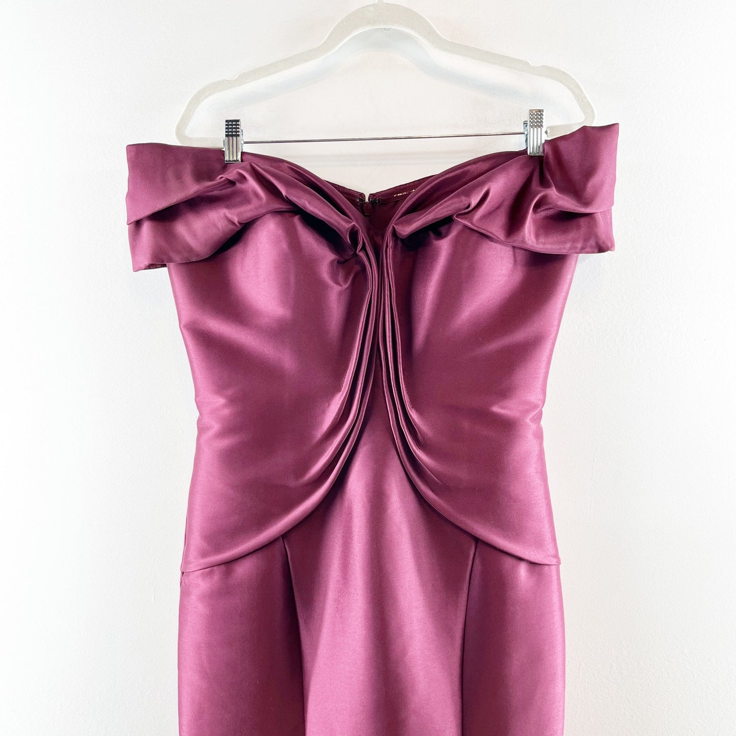 Terani Couture Off The Shoulder Maxi Long Mermaid Gown Dress Wine 10