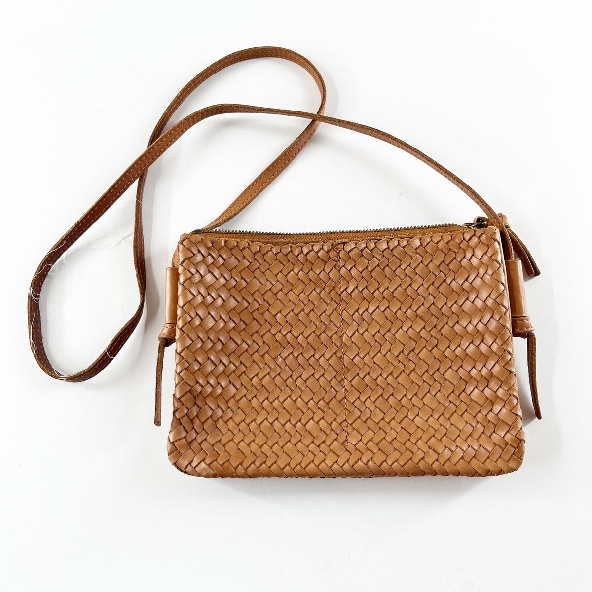 Madewell The Knotted Woven Leather Crossbody Bag Purse Tan Brown