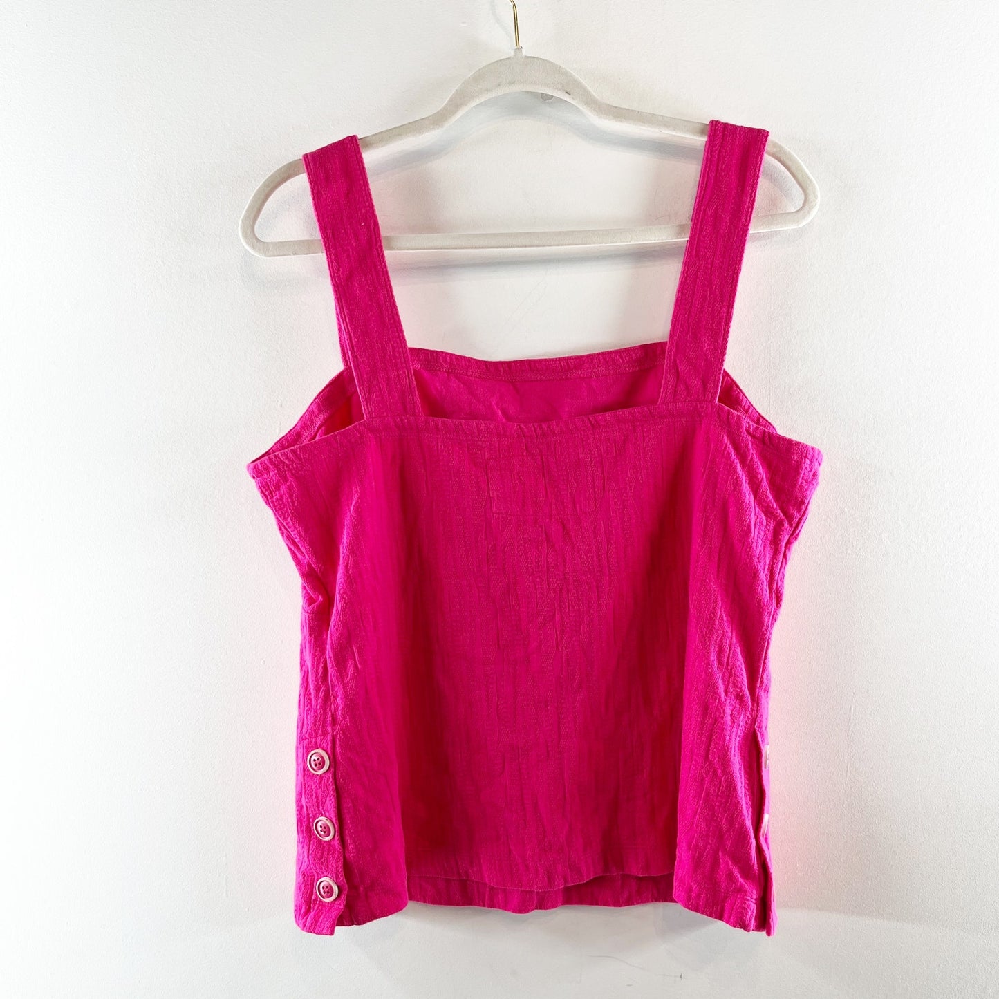 Maeve Anthropologie Square Neck Tank Top Button Detail Pink Large