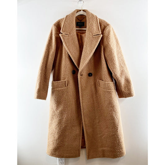 BCBGMaxazria Boucle Double Breasted Trench Peacoat Jacket Brown XL