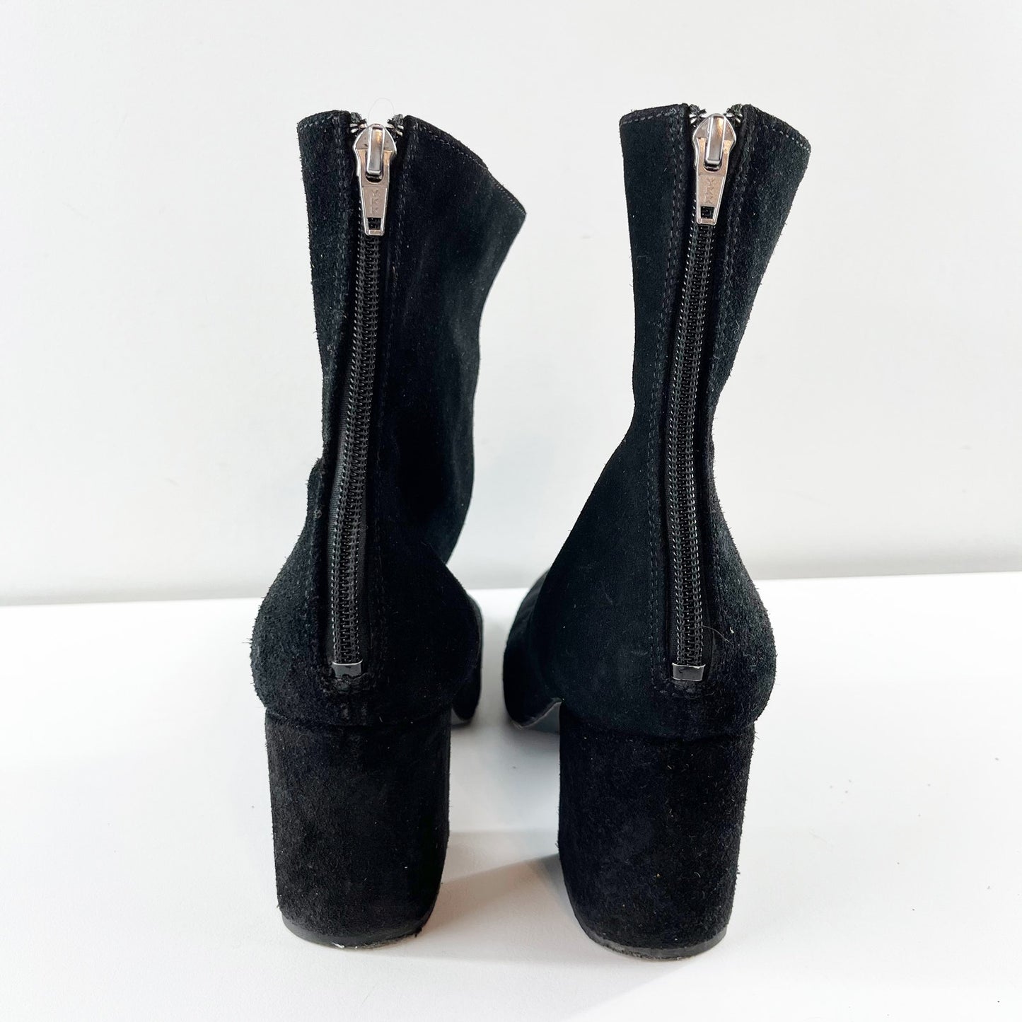 Free People Cecile Suede Block Heel Ankle Boots Booties Black 9