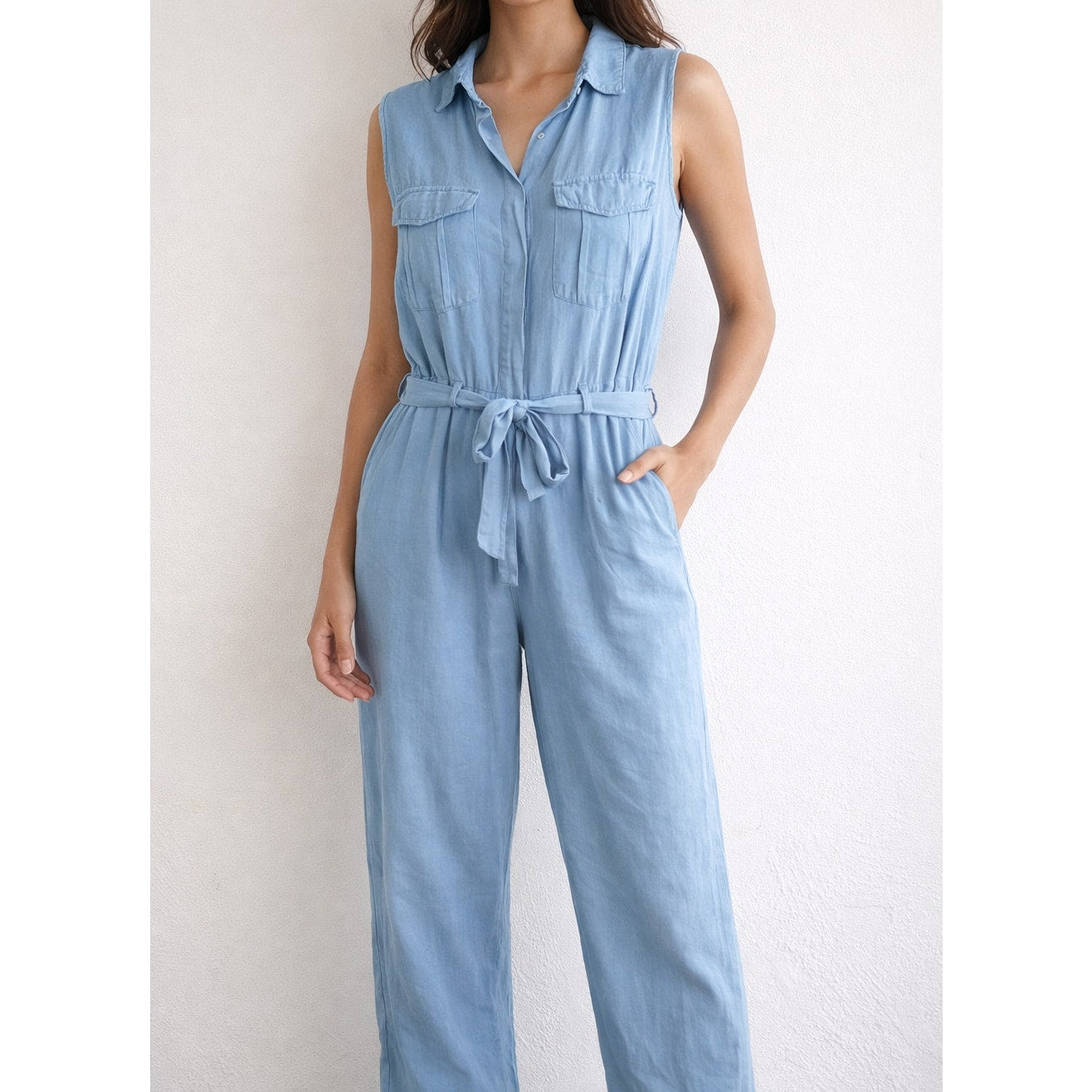 Young Fabulous & Broke Sleeveless Utility Jumpsuit Blue Small