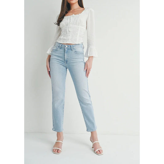 Just Black Denim The Arrow Light Wash High Waisted Straight Jeans Blue 27