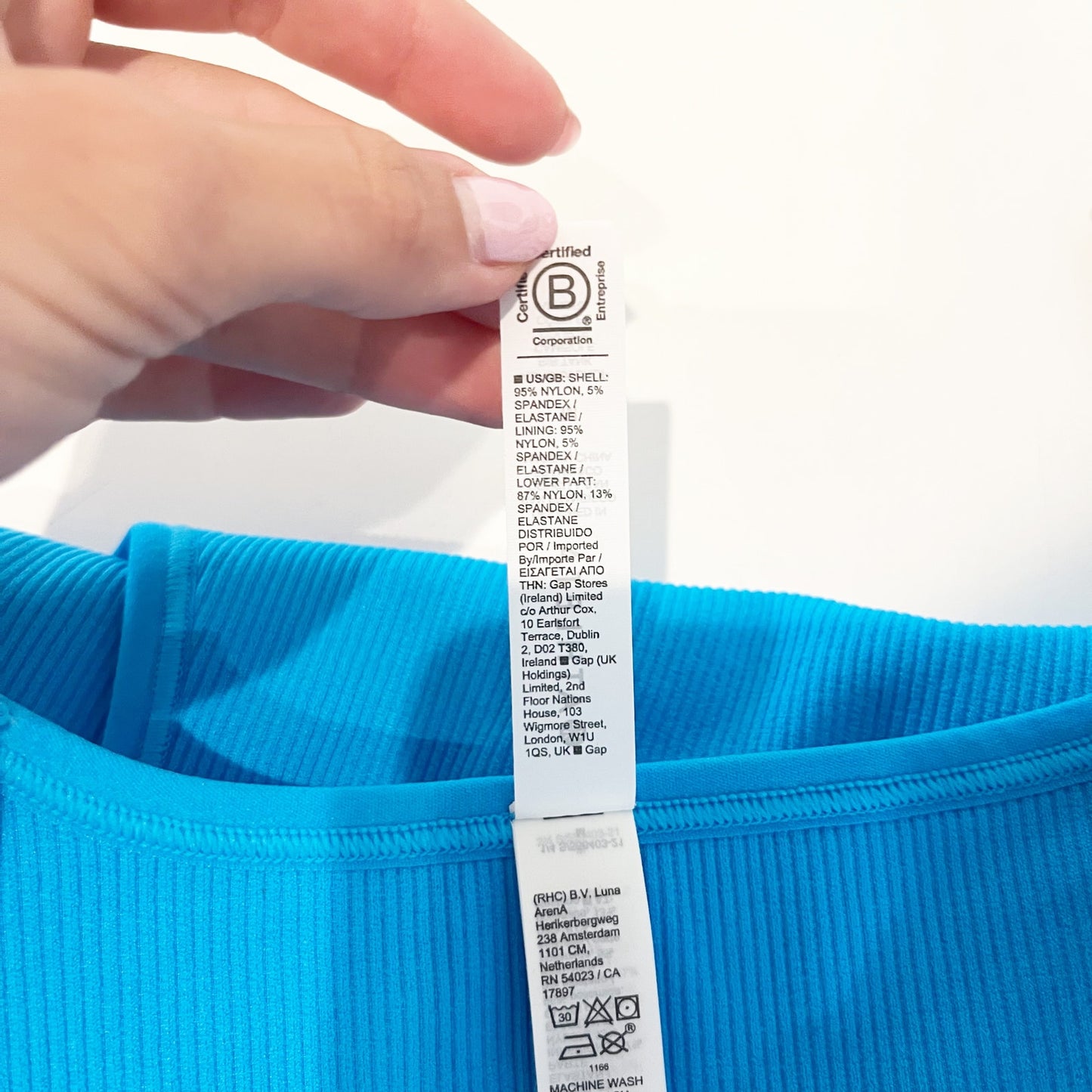 Athleta Aurora Cropped Ribbed Tank Top Blue Medium