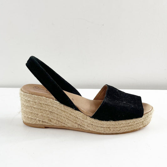 Ser Verde Peep Toe Slingback Espadrille Sandals Black 37 / US 6.5