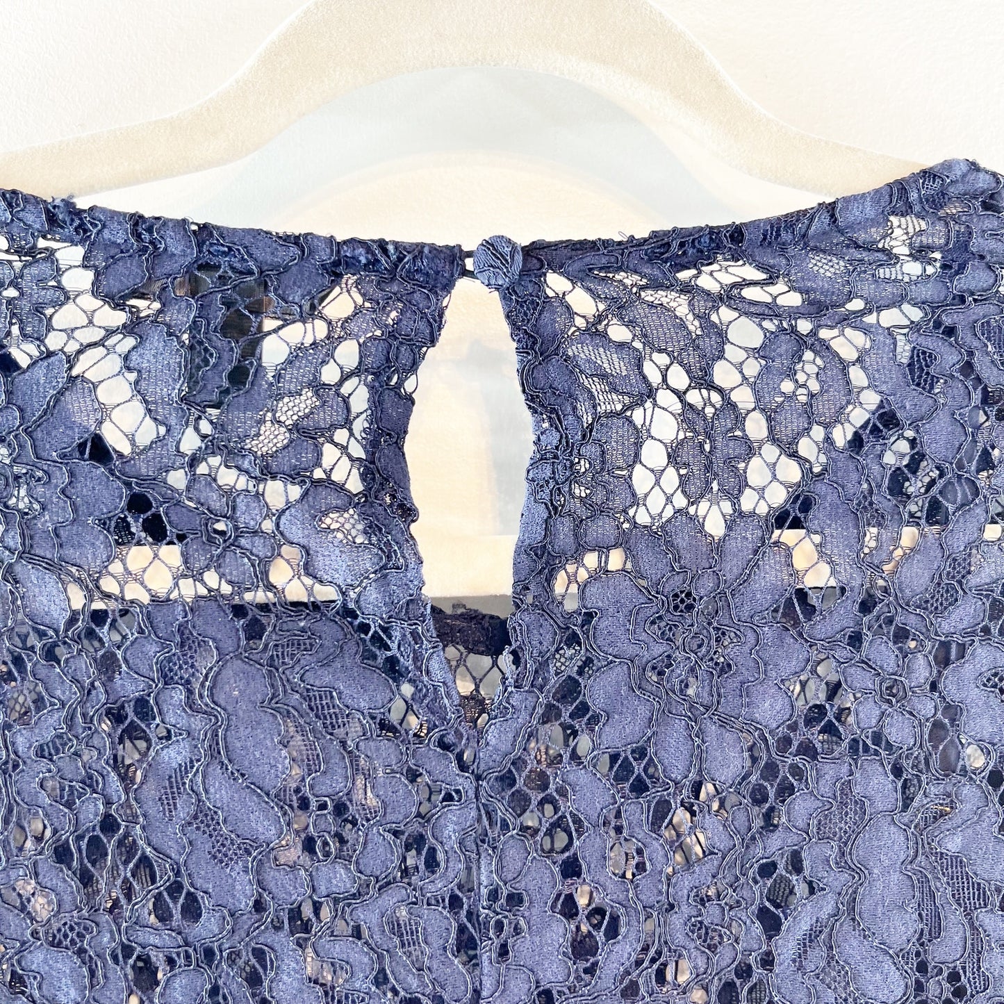 J. Crew Inner Removable Sheer Tank Long Sleeve Frayed Floral Lace Blouse Blue 10