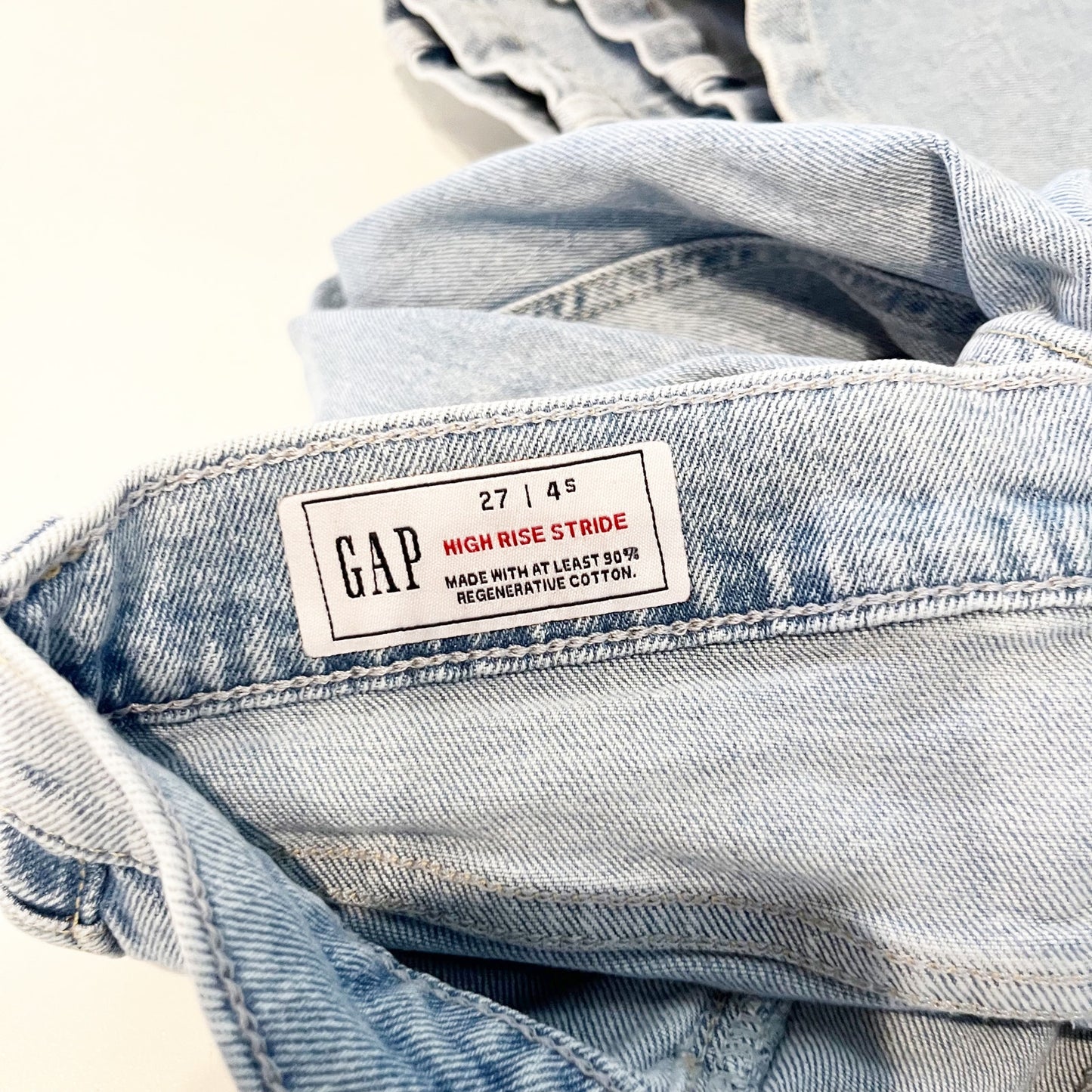 Gap Stride High Rise Light Wash Denim Wide Leg Jeans Light Indigo Blue 27 / 4 P