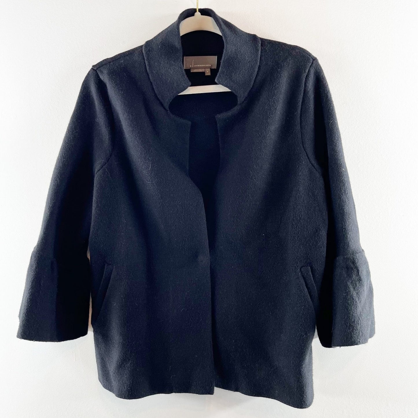 Anthropologie Blaise Soft Bell Sleeve Cardigan Jacket Black Medium