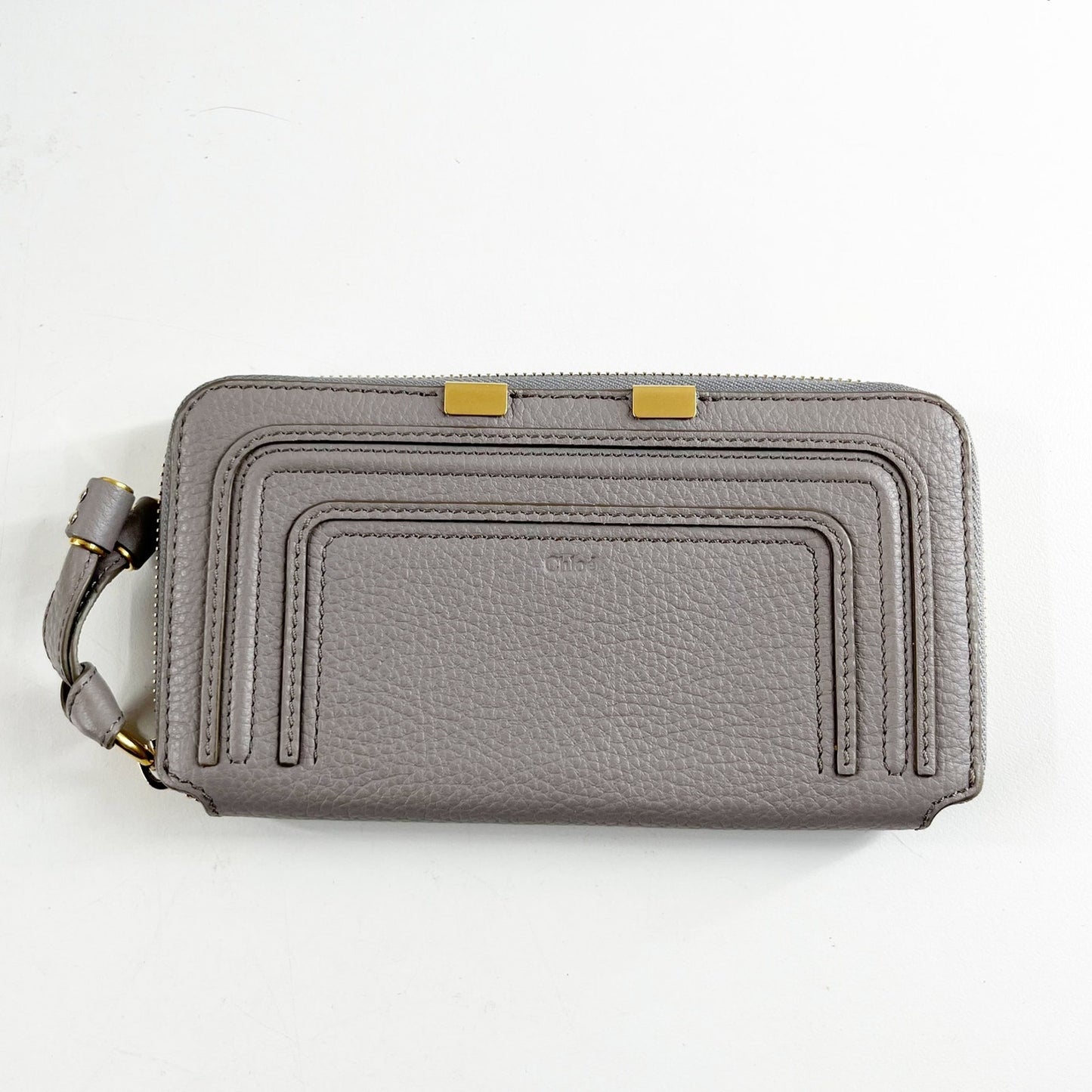 Chloé Marcie Leather Long Zippered Continental Wallet Cashmere Grey