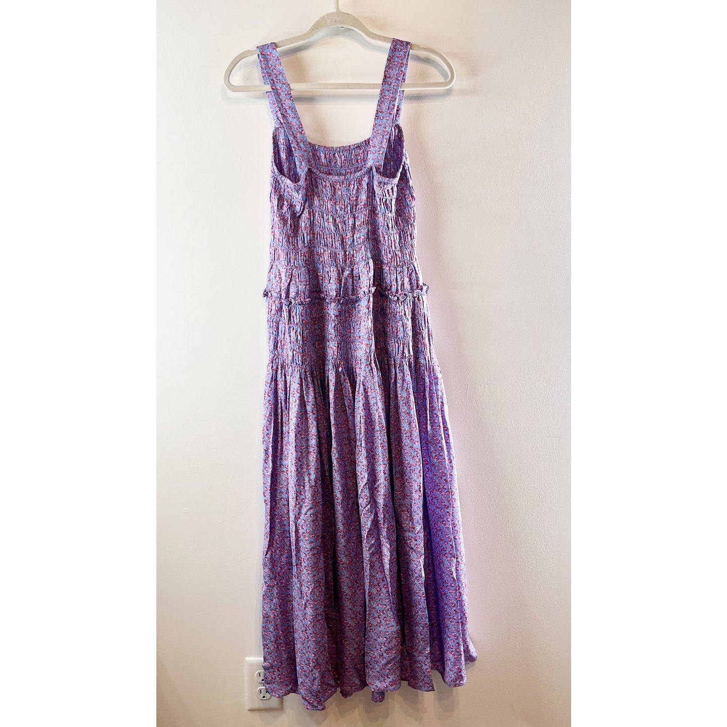 J. Crew Smocked Drop Waist Midi Dress in Summer Fields Purple Medium