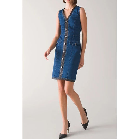 White House Black Market Sleeveless Denim Pencil Dress Blue 4