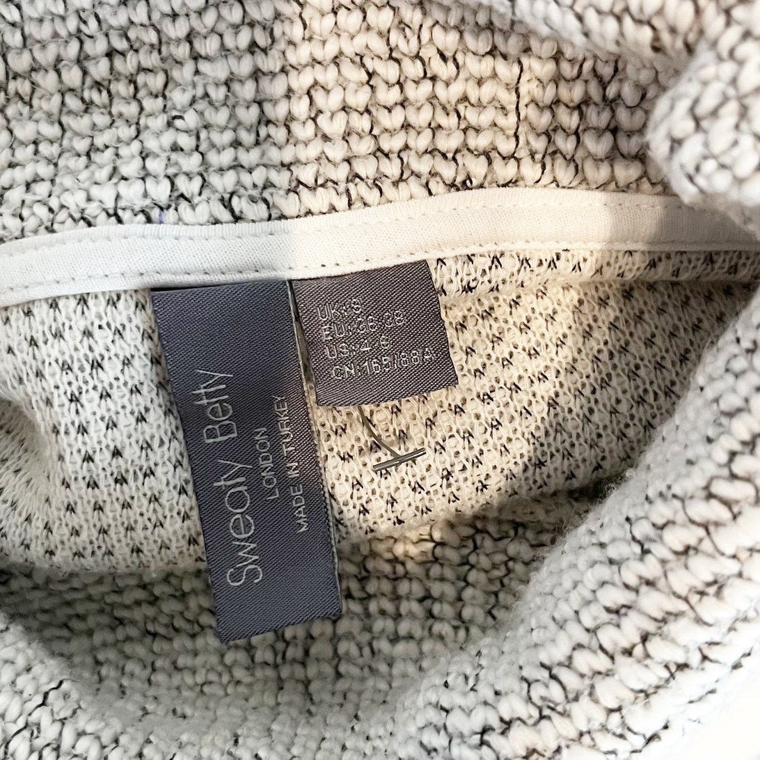 Sweaty Betty Restful Boucle Cowl Mock Neck Long Sleeve Waffle Sweatshirt Gray S