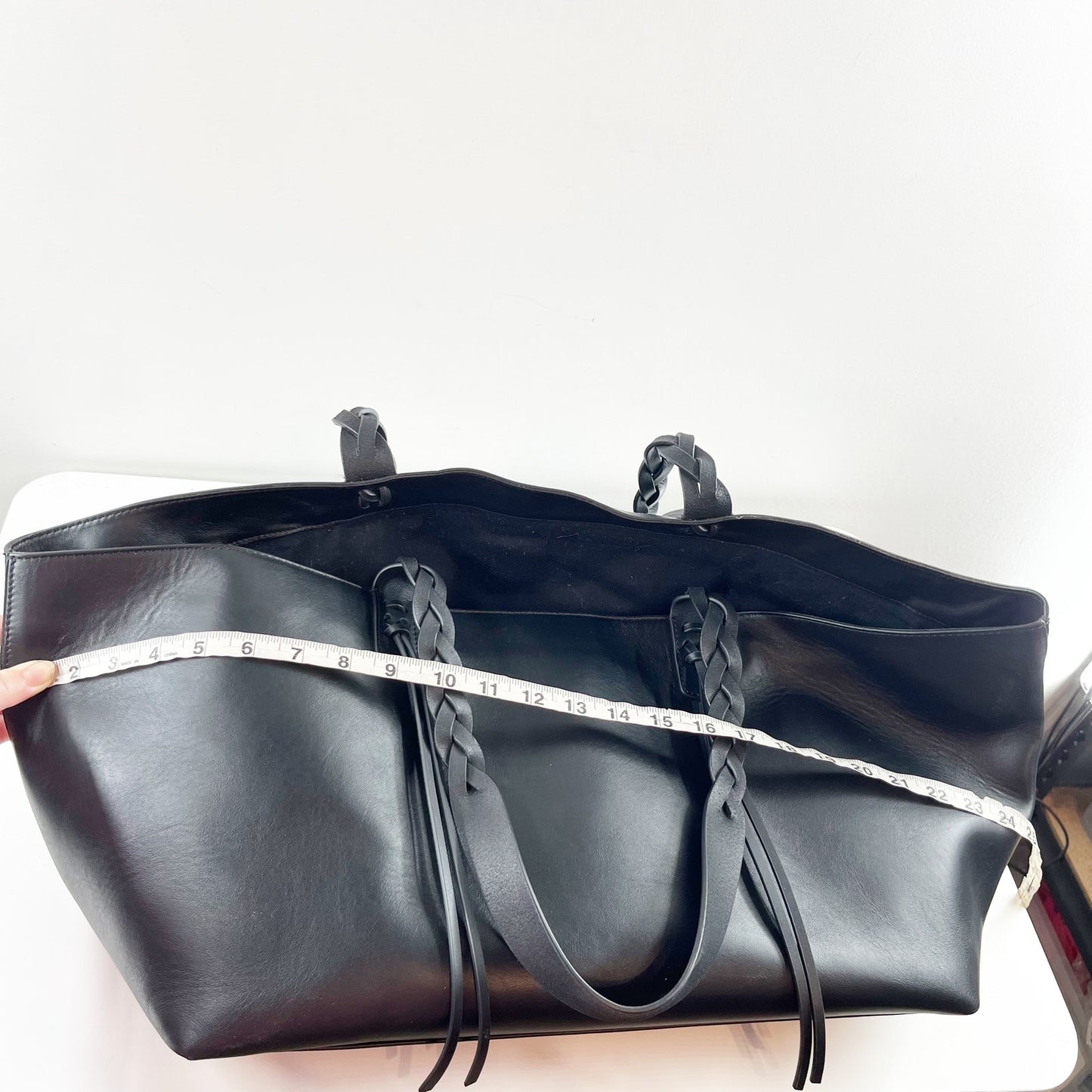 Banana Republic Leather East-West Tote Bag Purse Black Large