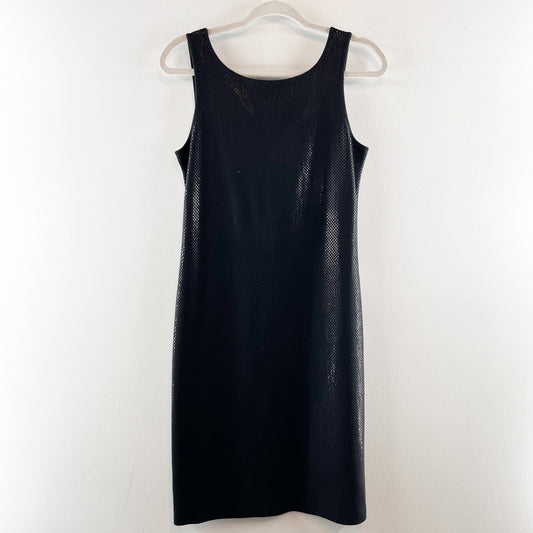 St. John Couture Wool Blend Sleeveless Scoop Neck Knit Shift Mini Dress Black 4