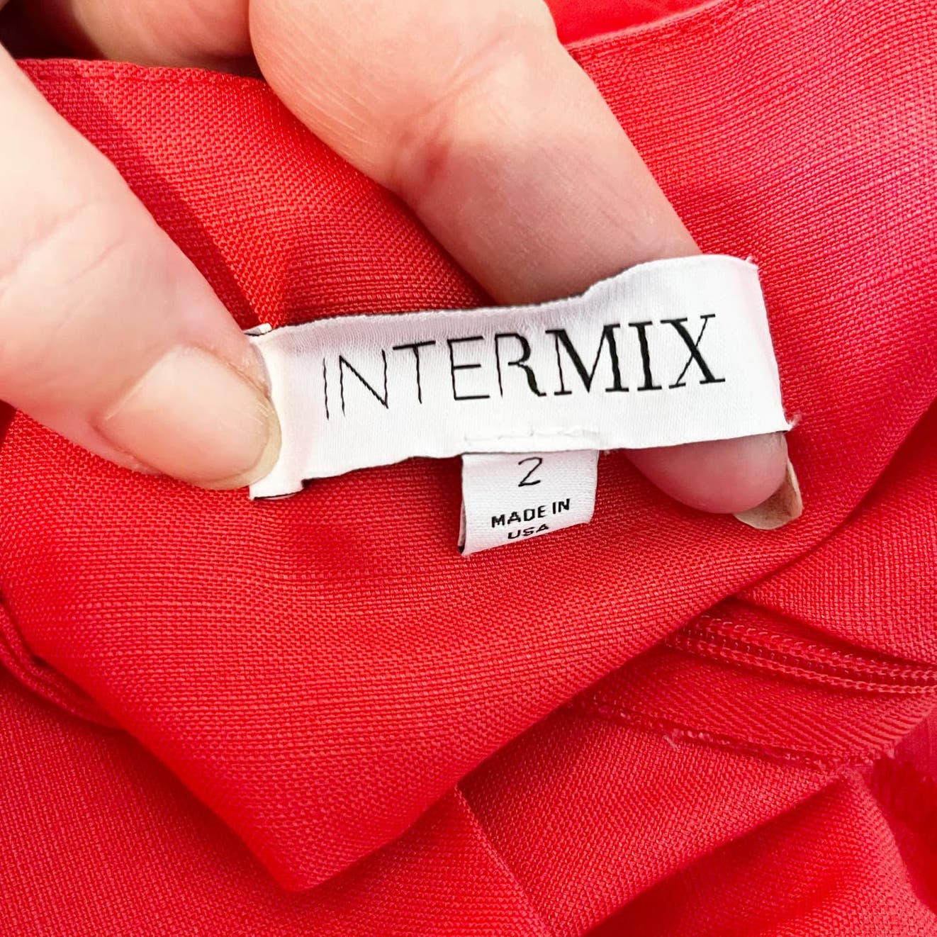 Intermix Linette Button Front Slip Linen Blend Midi Dress Red 2