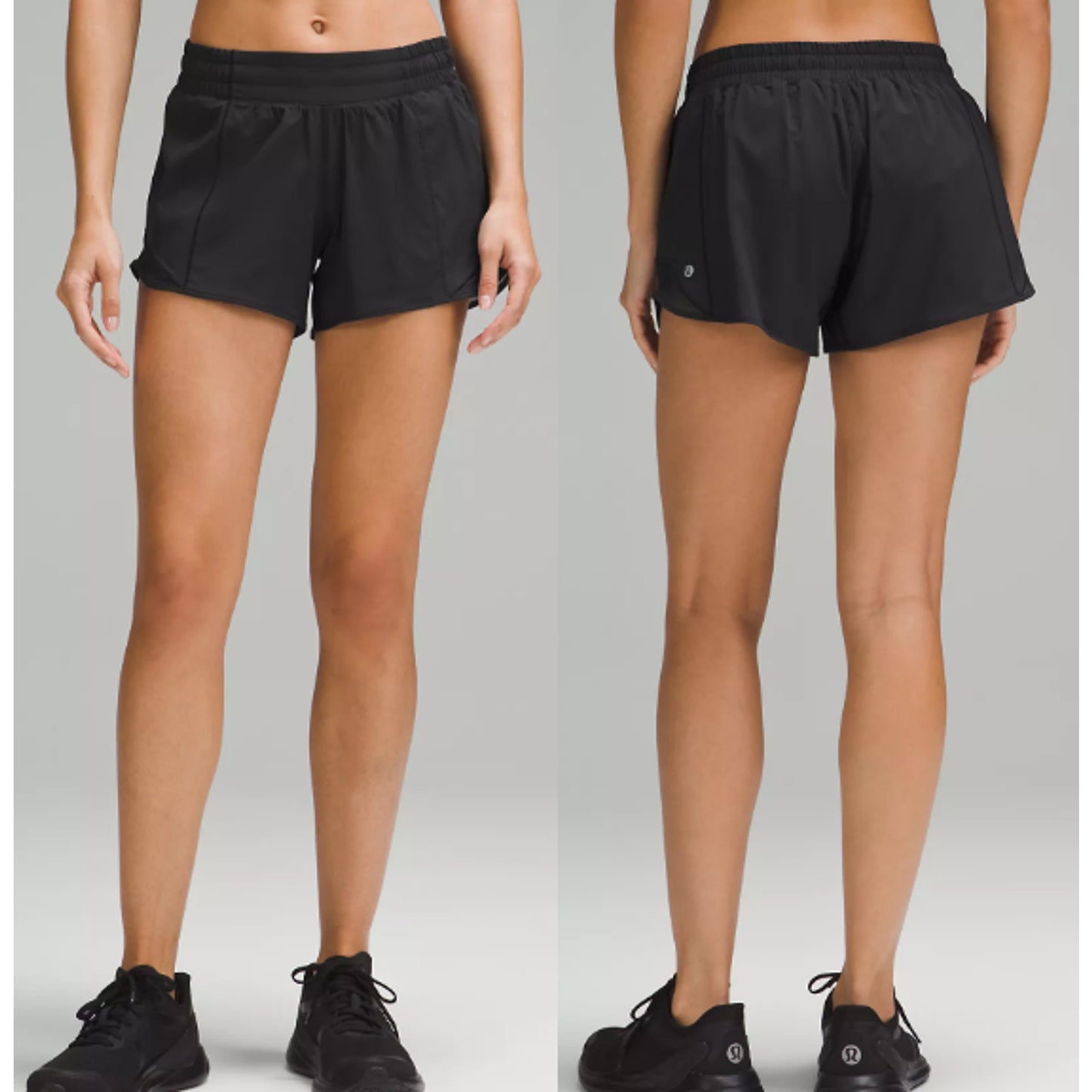 Lululemon Hotty Hot Pull On Low-Rise Lined Active Running Short 4" Black 4 Tall