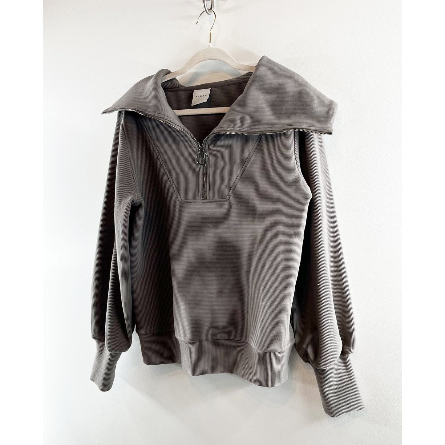 Varley Vine Oversized 1/2 Zip Pullover Ribbed Sweatshirt Charcoal Gray Small