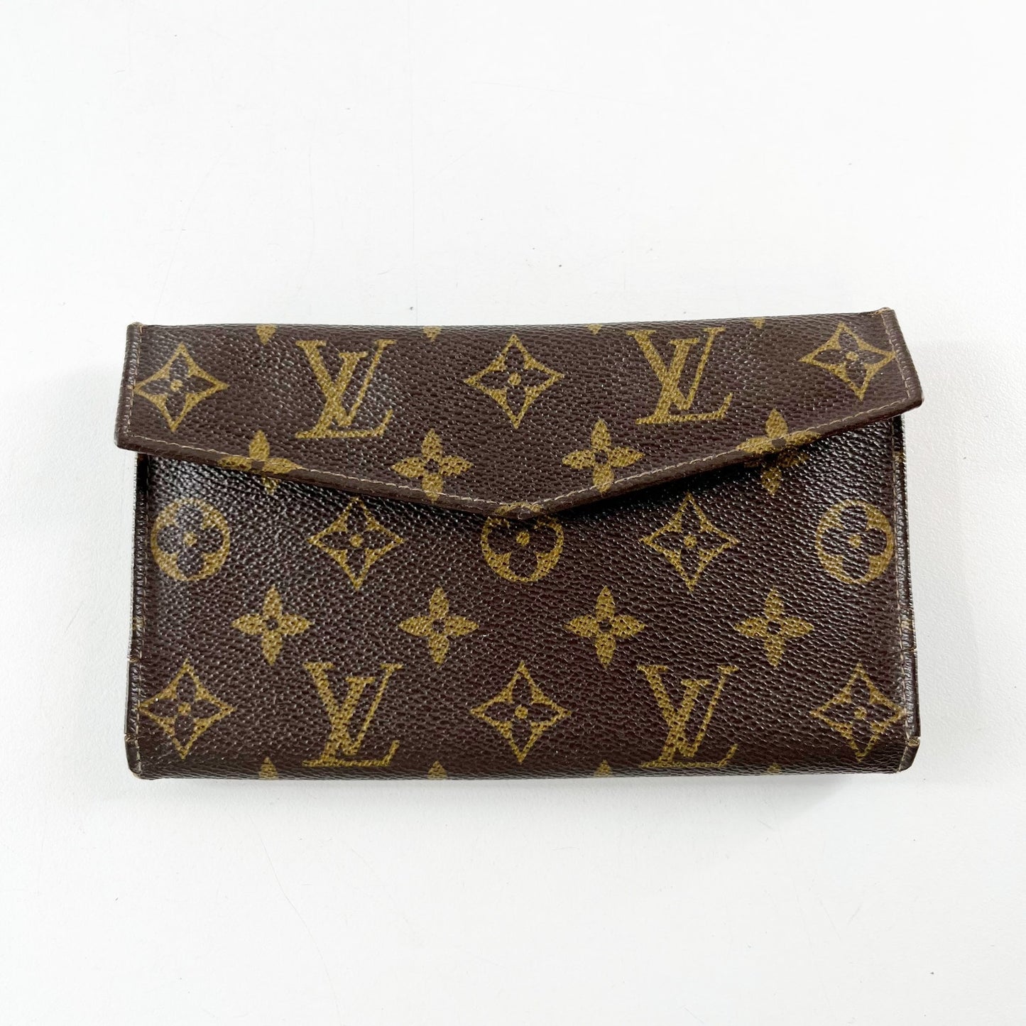 Louis Vuitton Vintage Sarah Snap Envelope Monogram Wallet Brown