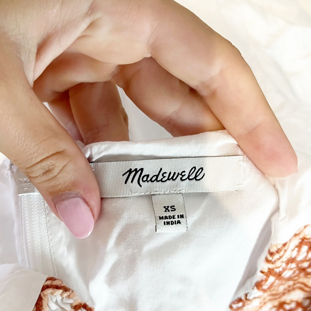 Madewell Embroidered V Neck Poplin Short Sleeve Mini Dress White XS