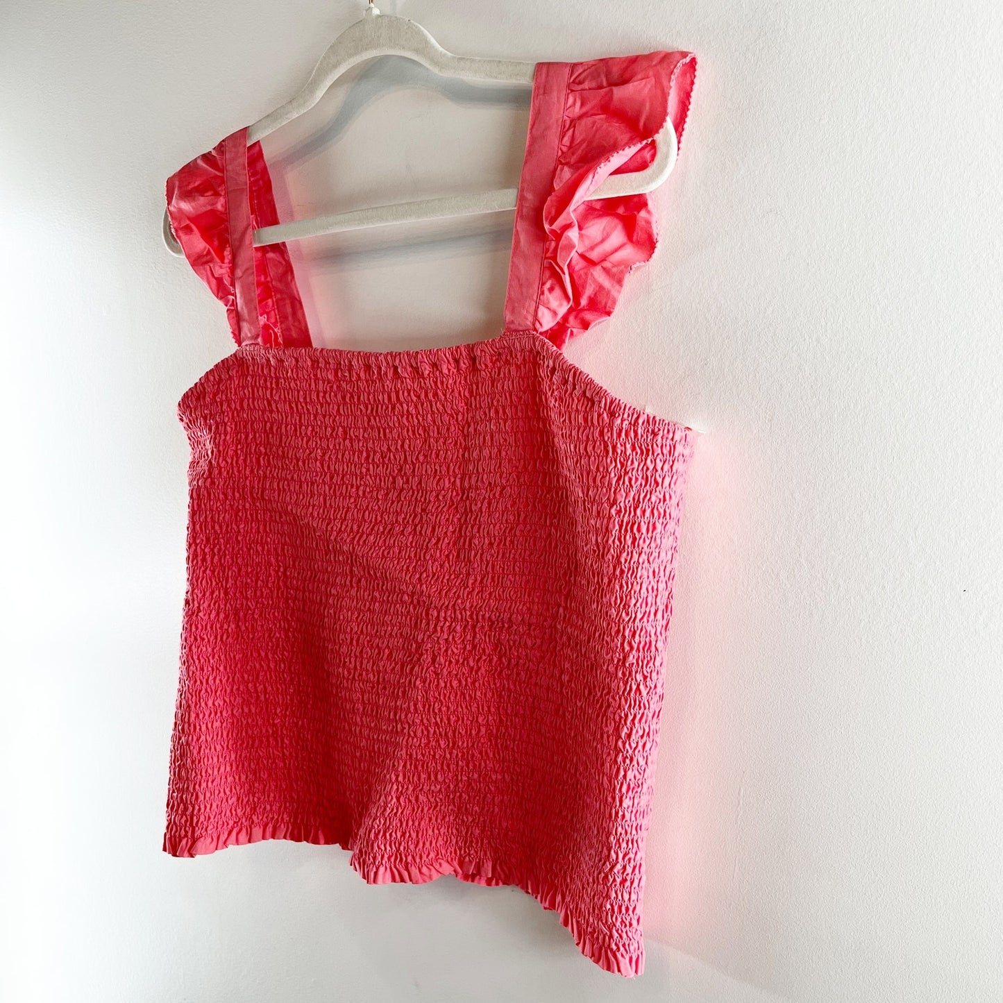 Old Navy Sleeveless Square Neck Full Smocked Fitted Tank Top Ginger Rose Pink XL