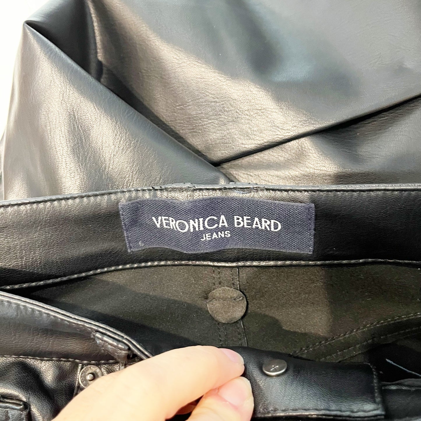 Veronica Beard High Rise Carly Kick Flare Vegan Leather Pants Black 26