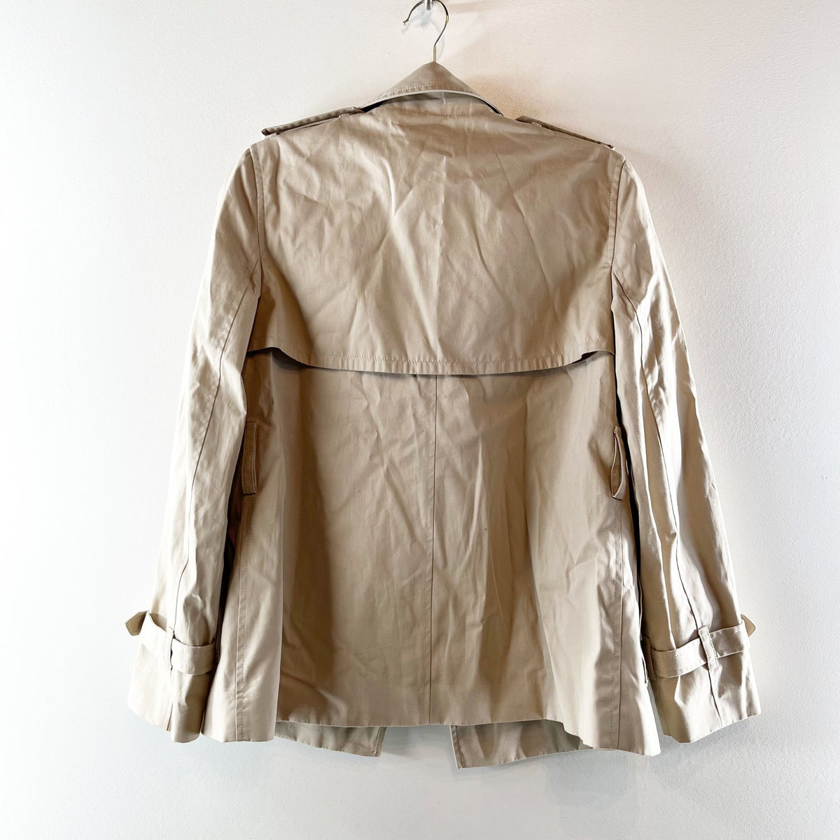 Aritzia The Finch Short Trench Coat City Twill Marcona Beige MISSING BELT XXS