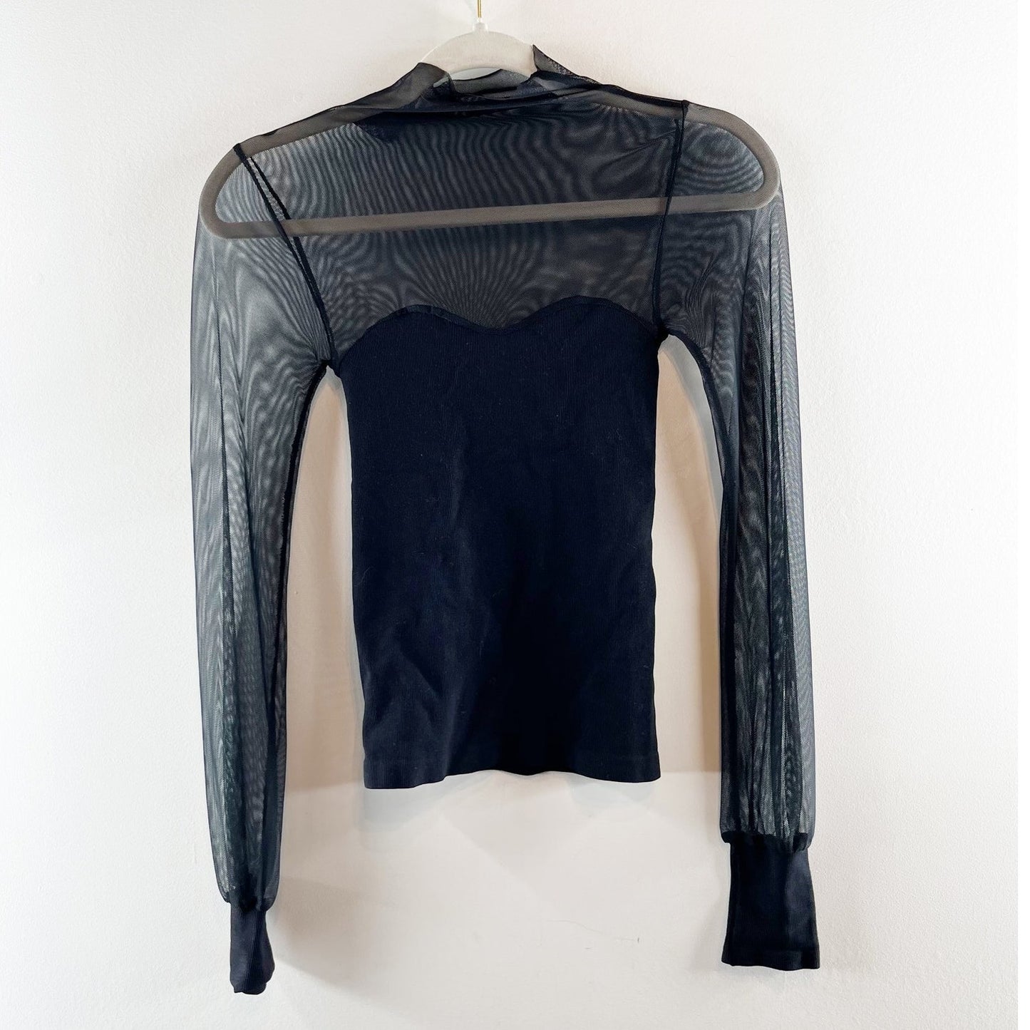 Free People Light Up Layering Long Sleeve Sheer Top Black XS / S