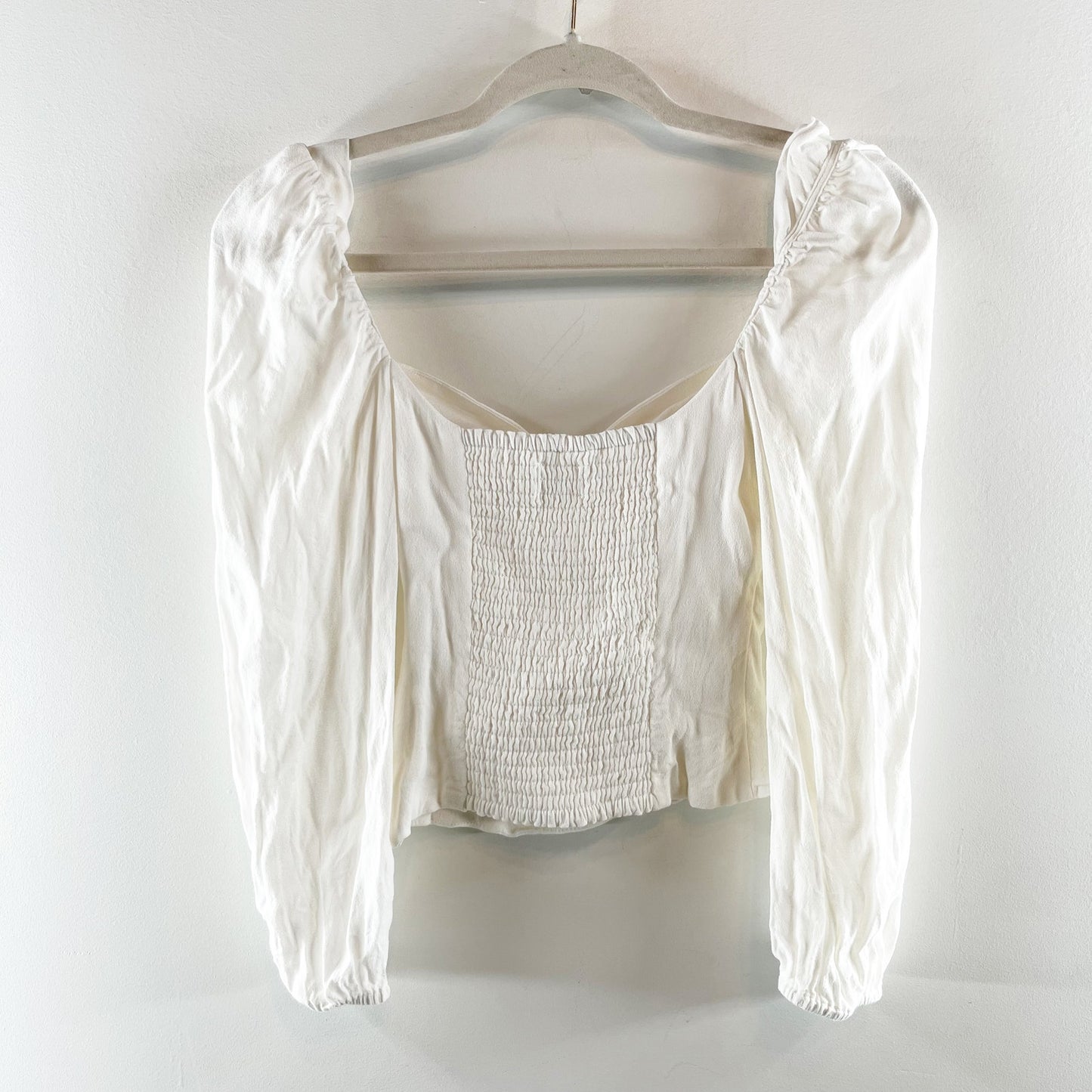 Wilfred Aritzia Novella Puff Long Sleeve Sweetheart Blouse White XS