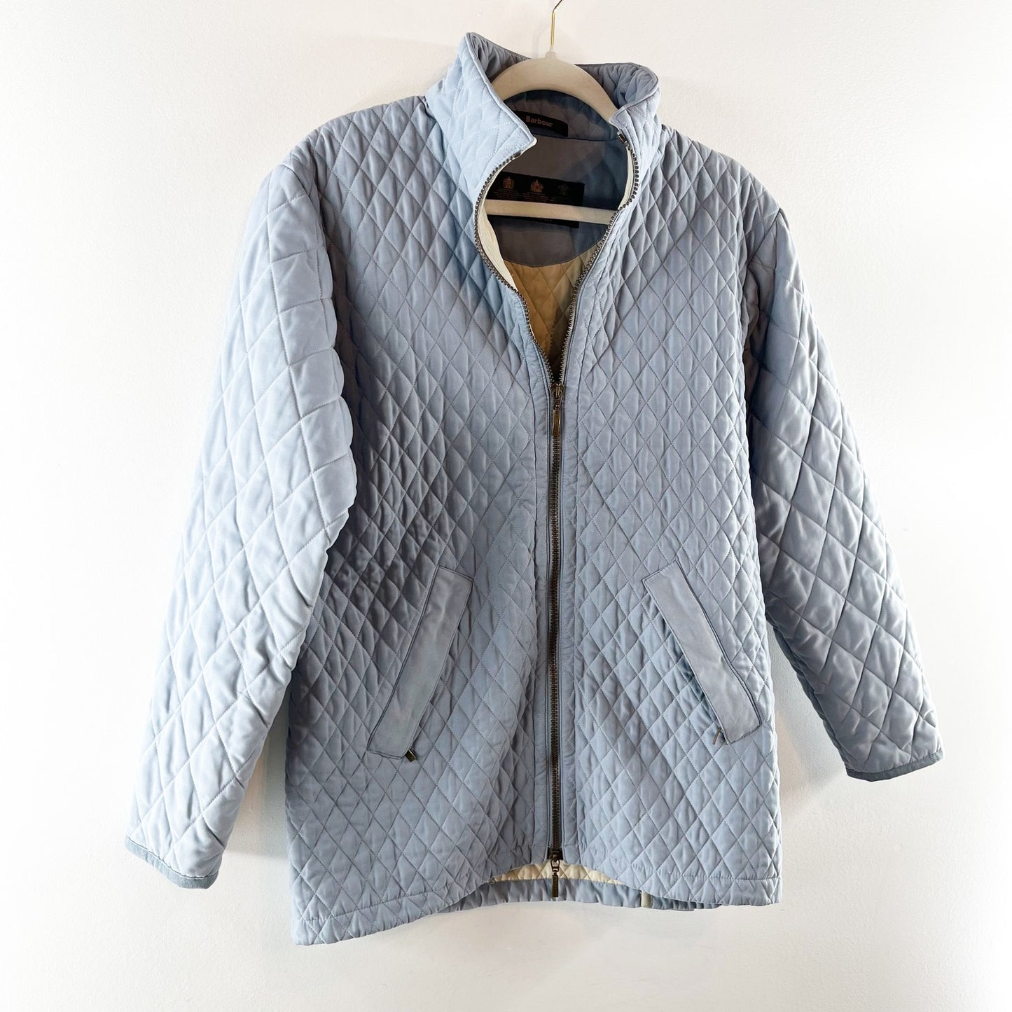 Barbour Lulworth Quilted Long Sleeve Full Zip Jacket Coat Light Blue 8