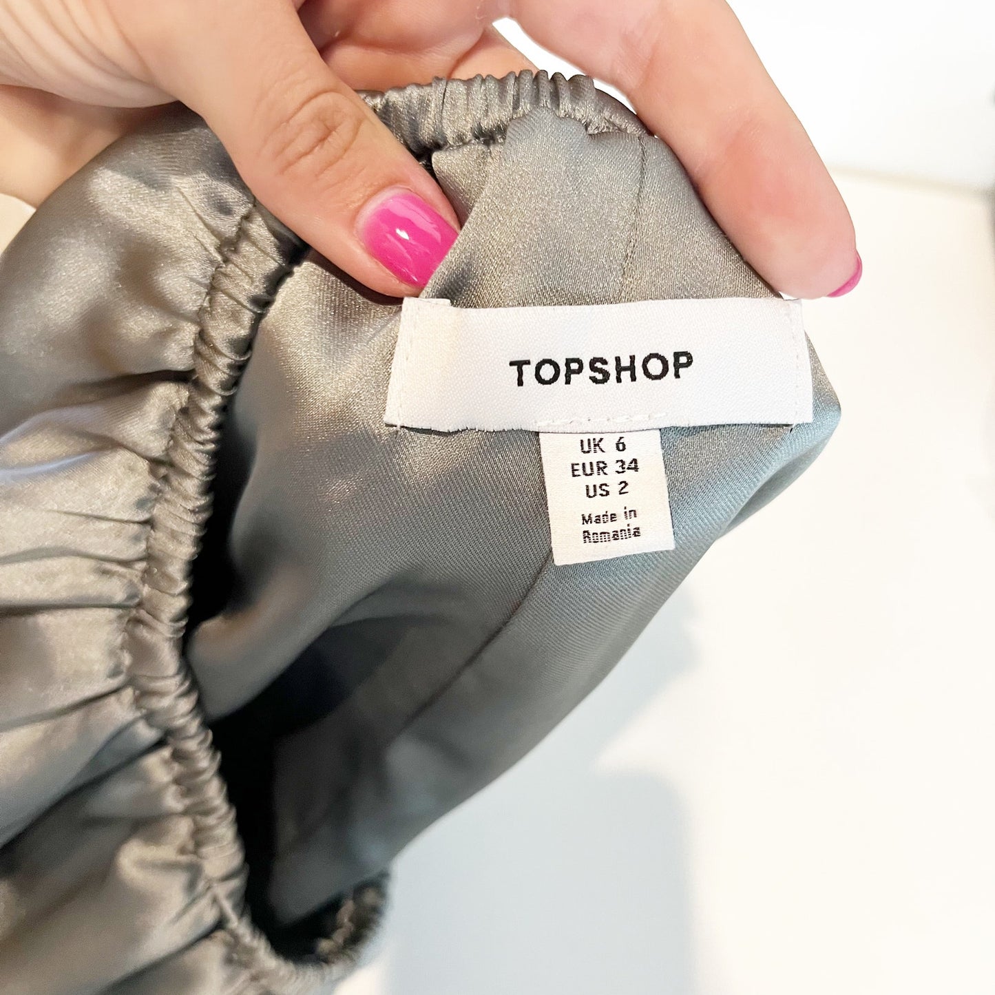 Topshop Satin Bubble Hem Shorts Sage Green 2