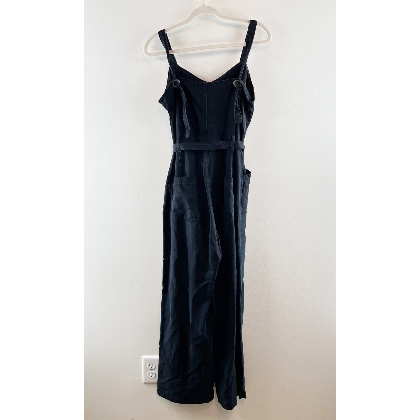 Paige Emma Sleeveless Sweetheart Neckline Belted Wide Leg Jumpsuit Black Large