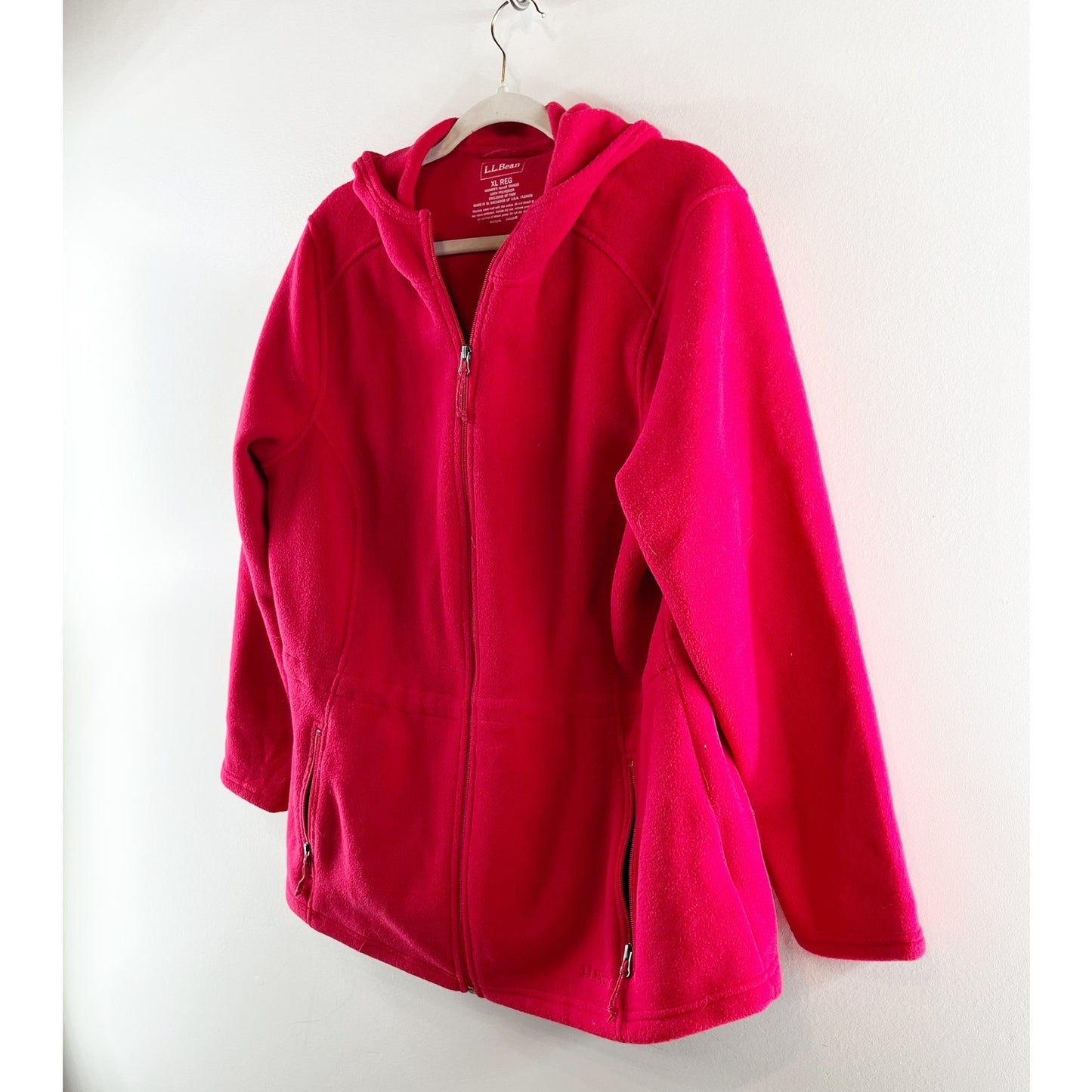 L.L. Bean Polartec Long Sleeve Hooded Fleece Full Zip Jacket Red XL