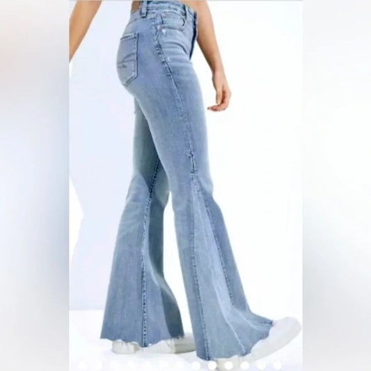 American Eagle High Rise Festival Flare Stretch Jeans Blue 8