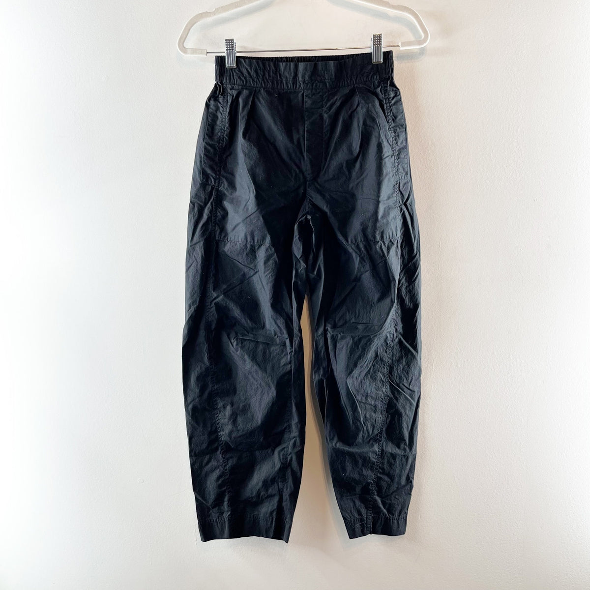 AYR The Swish 100% Cotton Pull On High Waisted Ankle Resort Pants Black XS