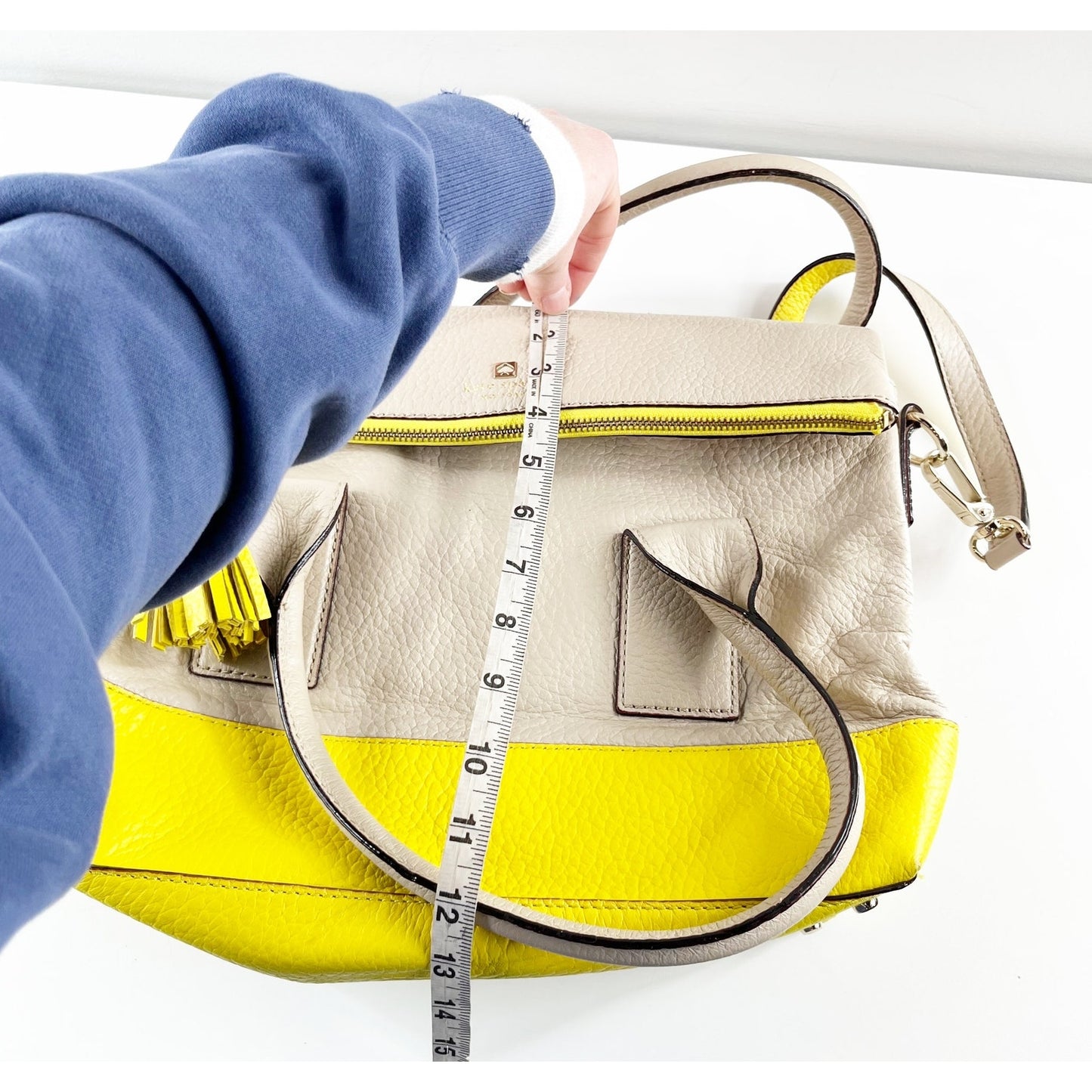Kate Spade Southport Avenue Leather Tote Crossbody Purse Tan Yellow