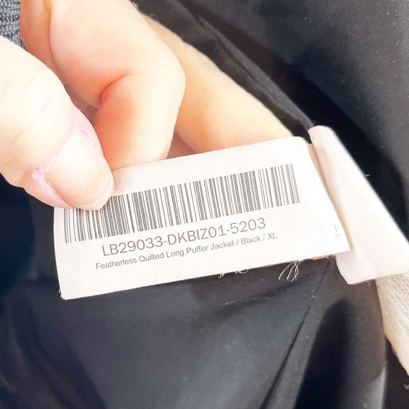 Quince Featherless Quilted Long Puffer Jacket Coat Black XL