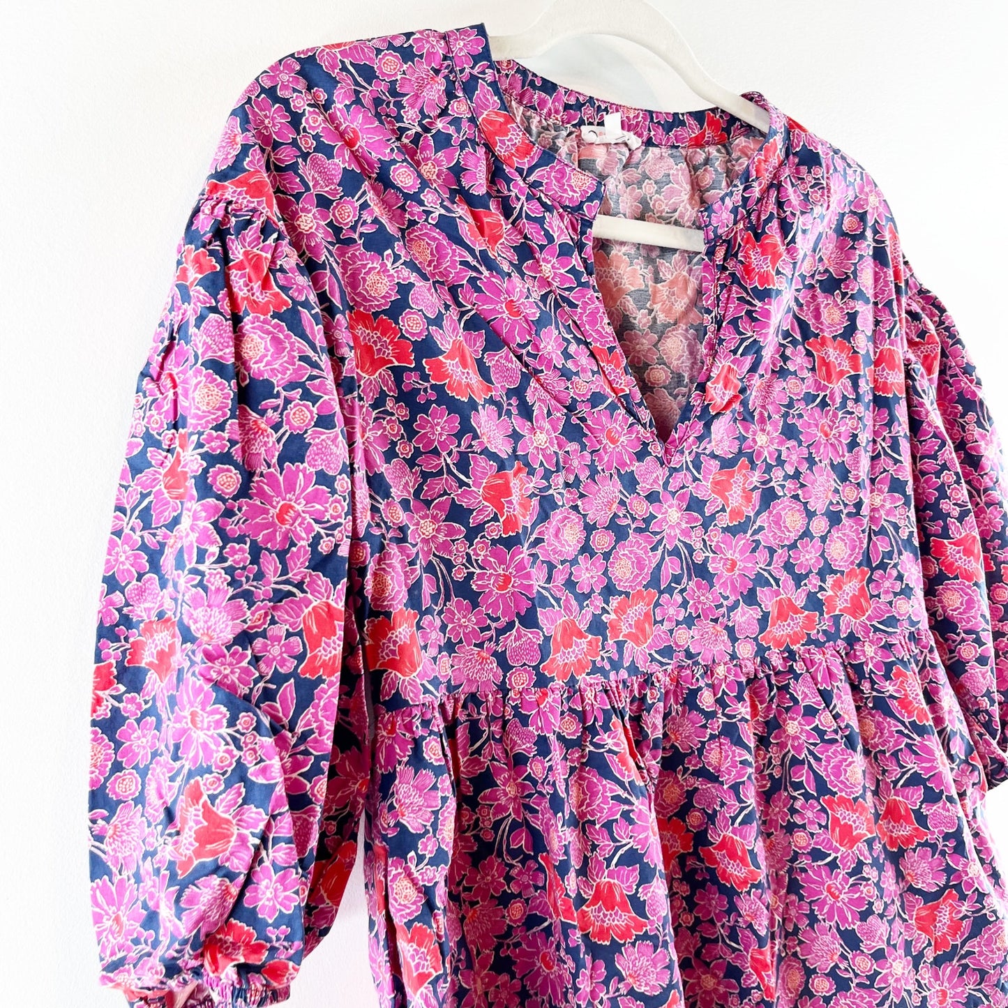 Sundry Evereve All Day Puff Sleeve Floral Mini Cotton Dress Purple XS