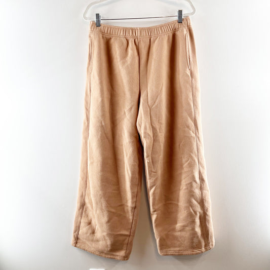 Aerie High Rise Cloud Fleece Wide Leg Sweatpants Tan Beige Brown Large