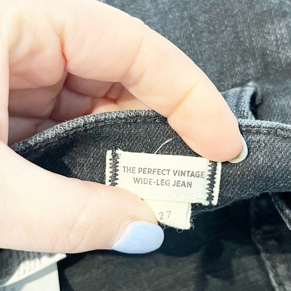 Madewell The Perfect Vintage High Rise Wide Leg Jeans Black 27