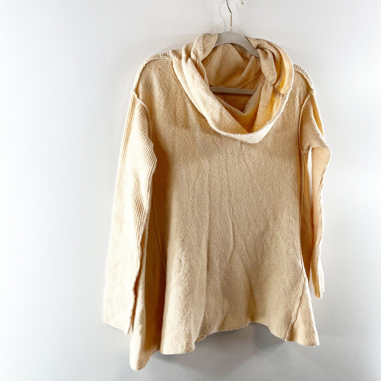 Free People Strawberry Fields Cowl Neck Tunic Long Sleeve Sweater French Vanilla