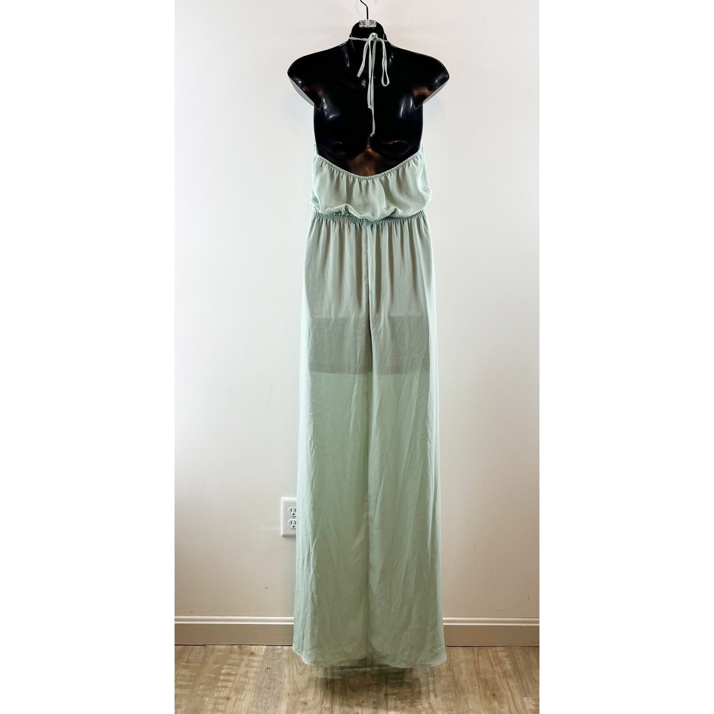 Show Me Your Mumu Sleeveless Slit Heather Halter Maxi Dress Light Green Large