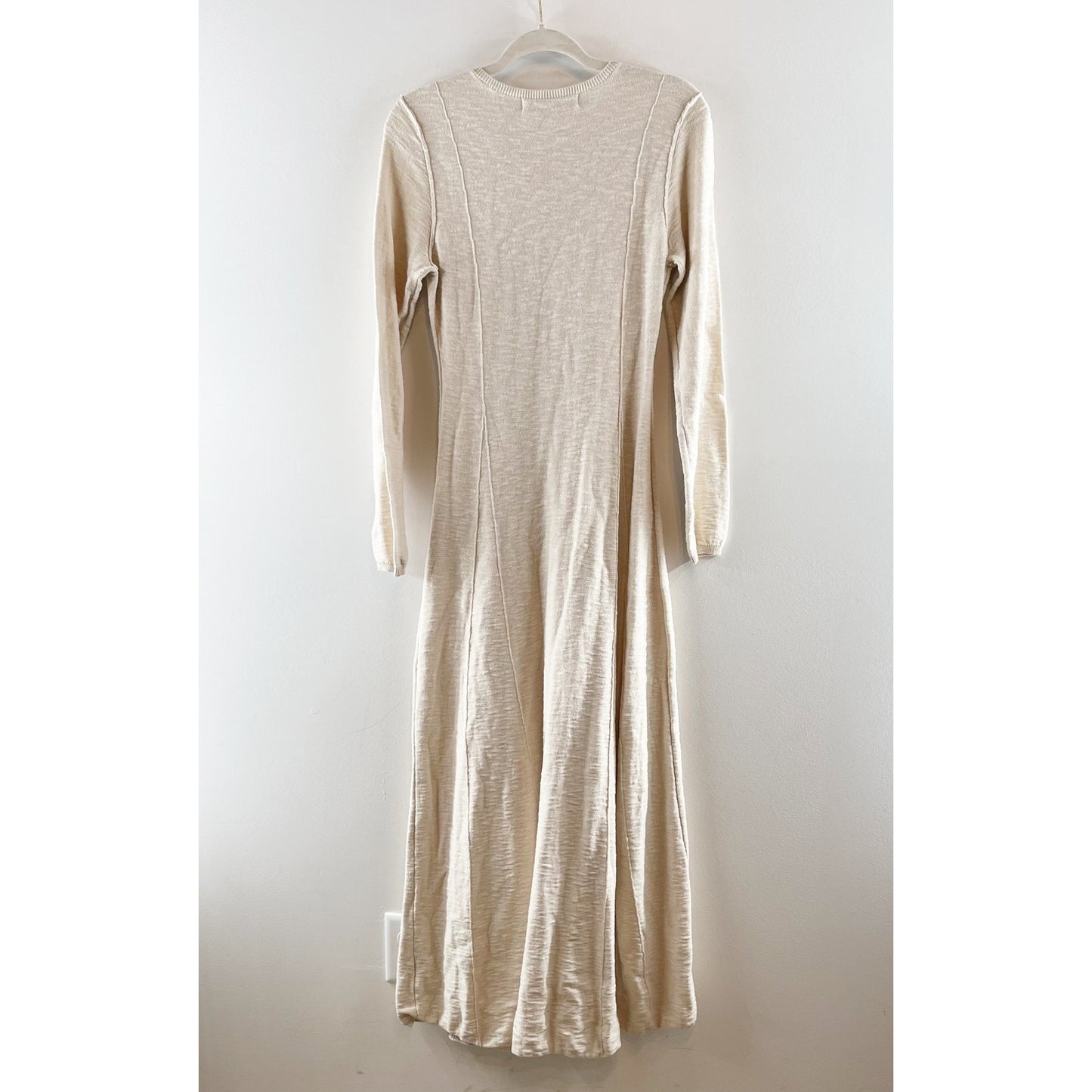 Free People Beach Long Sleeve El Topo Sweater Henley Maxi Dress Cream Small