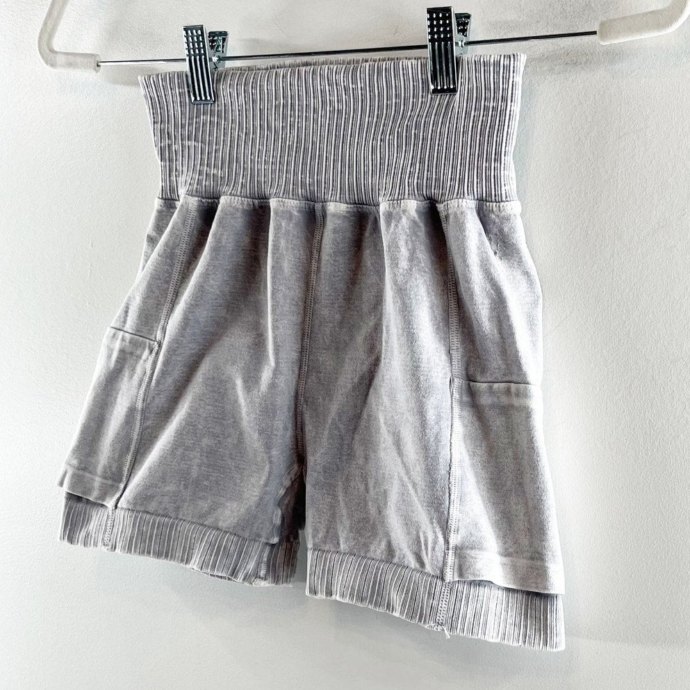 FP Movement Free People Pull On High Waisted Biker Running Shorts Gray Small