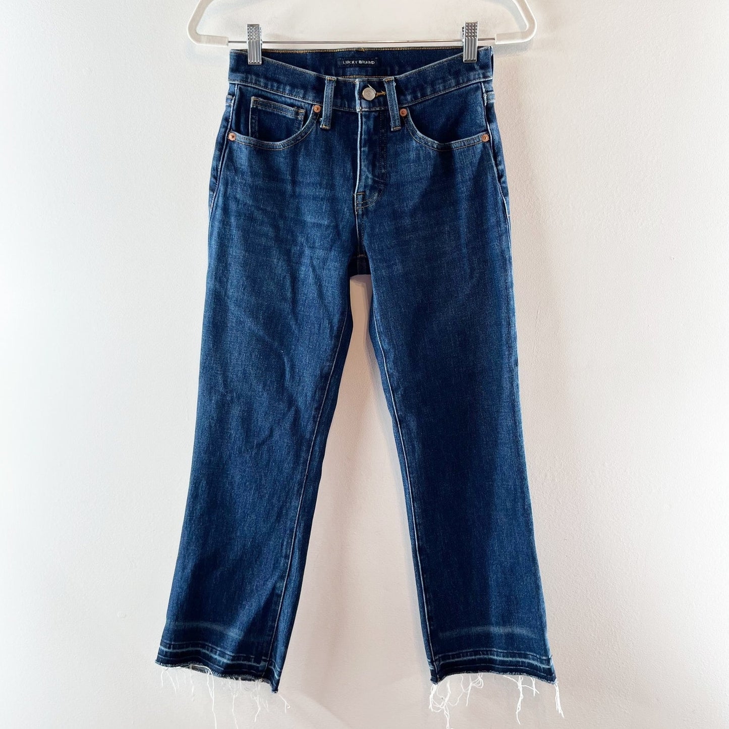 Lucky Brand Mid Rise Ava Crop Mini Boot Cut Dark Wash Jeans 2 / 26