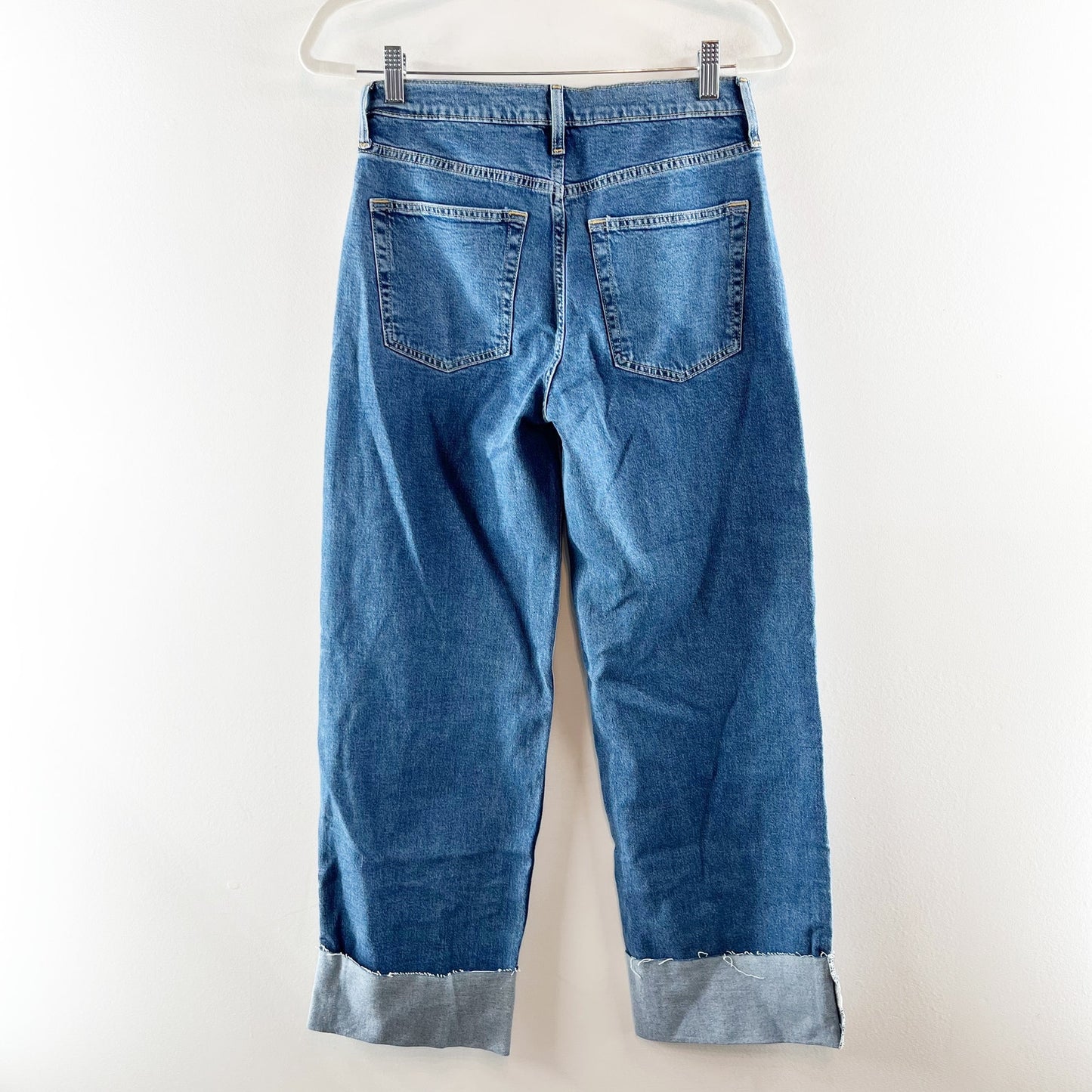 GAP Mid Rise 90s Loose Cuffed Straight Leg Jeans Blue 0 / 25