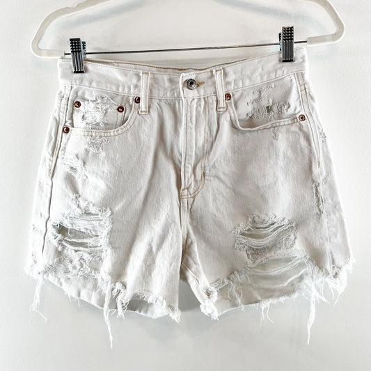 American Eagle High Rise 90's Boyfriend Distressed Cutoff Jean Shorts Light Wash