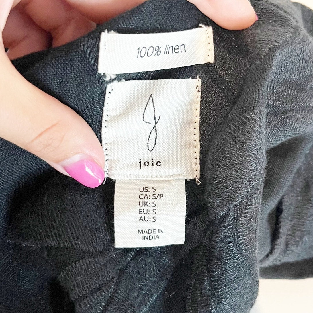 Joie 100% Linen Boxy Short Sleeve Button Down Shirt Black Small