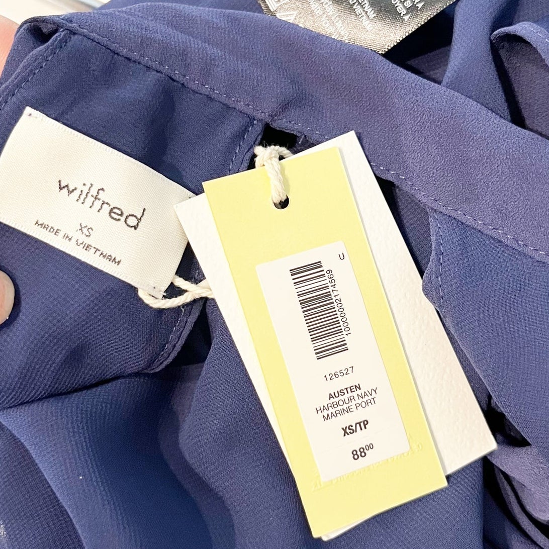 Wilfred Aritzia Austen Swing Tank Top Harbour Navy Blue XS