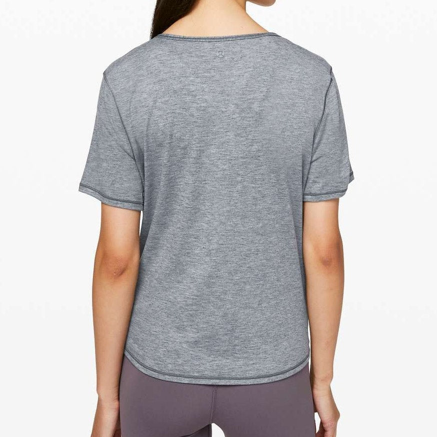 Lululemon Do the Daily Short Sleeve Cross-Front T-Shirt Heathered Solar Grey S