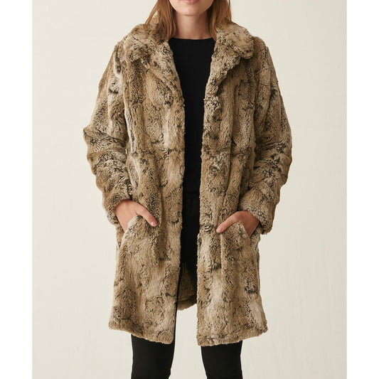 Dylan Anthropologie Long Sleeve Button Up Faux Fur Coat Jacket Brown Medium